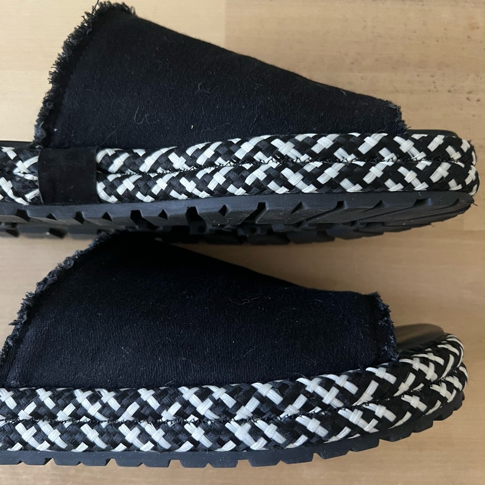 ALL SAINTS Sz 39 Braided Black and White Espadrilles Slide Sandals